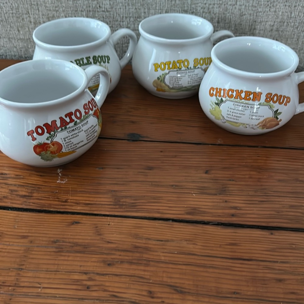Vintage Dat’lDo It Soup Recipe Cup Mugs.
